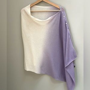 27 Miles Malibu Cashmere Poncho Shawl Lavender & Cream Ombré w Side Buttons